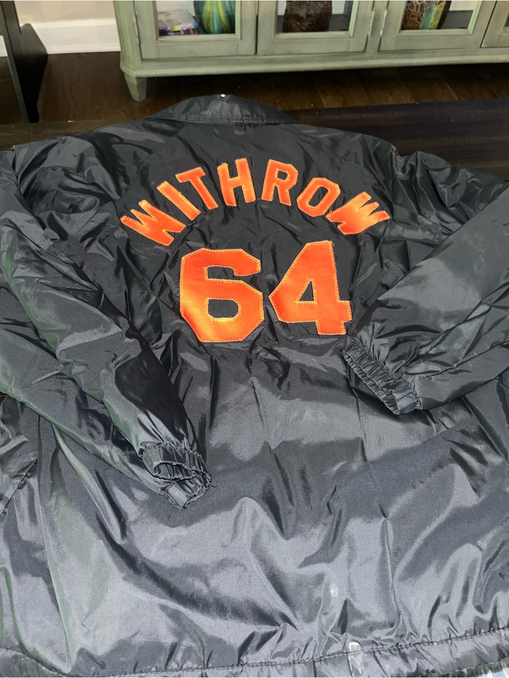 Vintage Men’s Black Jacket with Orange 'WITHROW 64' Back Lettering Cincinnati